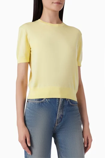 تي شيرت بفتحة رقبة مستديرة مزيج كشمير