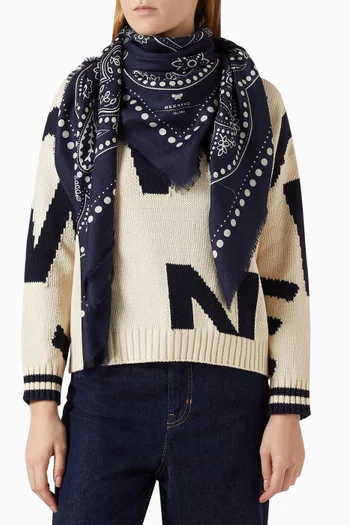 وشاح مزين بنقشة مزيج صوف وحرير