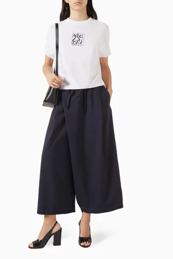 تي شيرت بطبعة شعار الماركة قطن