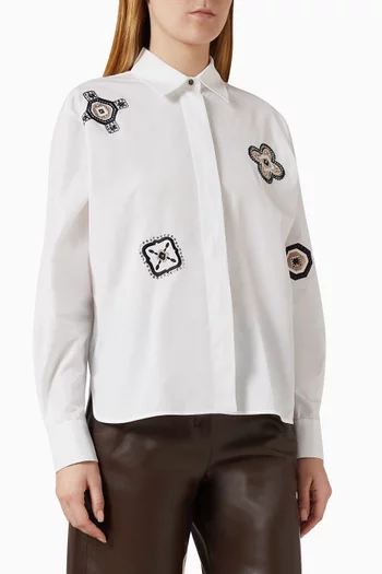 Mannish Embroidered Shirt in Cotton-poplin
