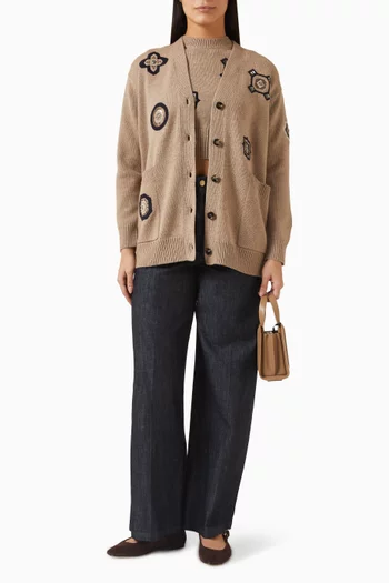 كارديغان مزين بتطريزات صوف وكشمير