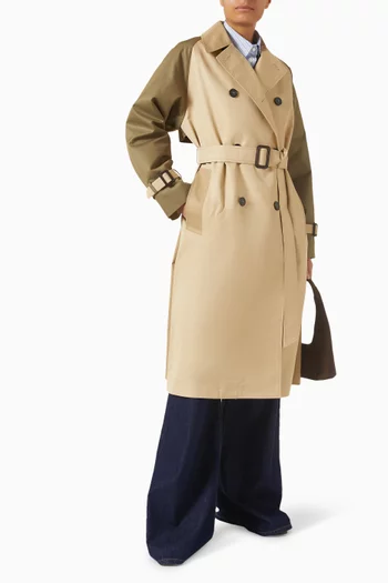 Reversible Water-repellent Trench Coat in Gabardine