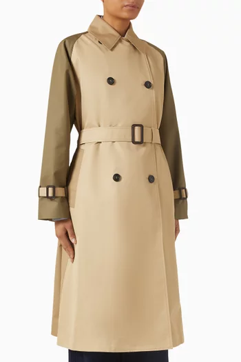 Reversible Water-repellent Trench Coat in Gabardine