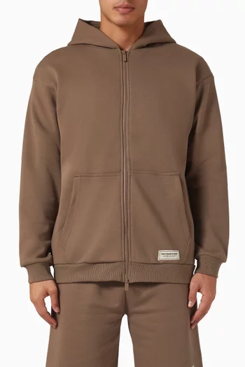 Oversized Zip Hoodie in Organic Cotton-blend