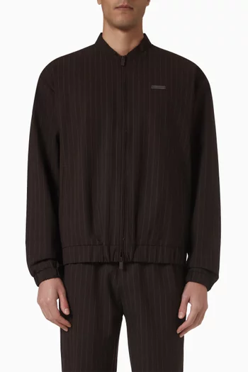 Relaxed Fit Pinstripe Zip Jacket