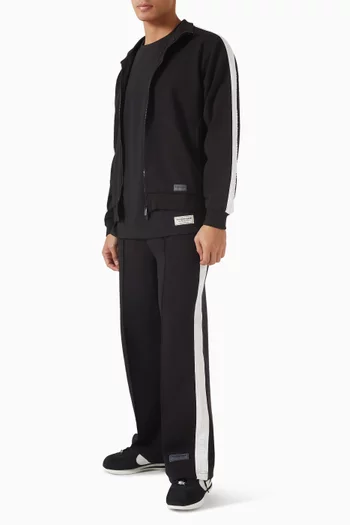 Embossed Contrast-panel Jacket in Organic Cotton-blend