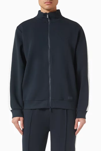 Embossed Contrast-panel Jacket in Organic Cotton-blend