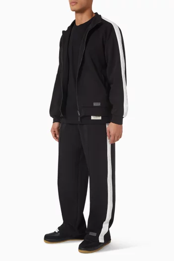 Embossed Contrast Panel Straight Leg Pants