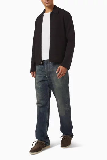 Melrose Full-zip Windowpane Sweater in Wool