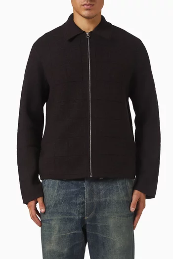 Melrose Full-zip Windowpane Sweater in Wool