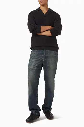 Charles Johnny Collar Polo Sweater in Wool