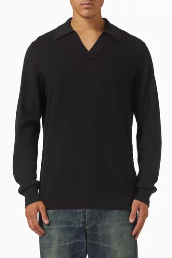 Charles Johnny Collar Polo Sweater in Wool