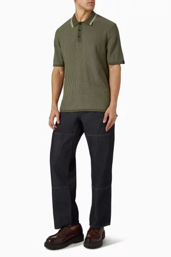 Harvey Tipped Knit Polo Shirt in Cotton-blend