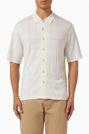 قميص دالتون بنقشة مربعات قماش منسوج من مزيج صوف