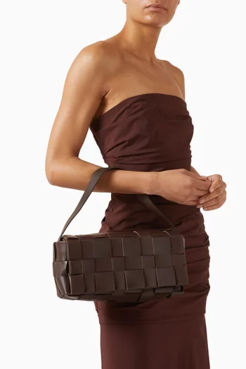 حقيبة يد ميني بتصميم مجدول جلد