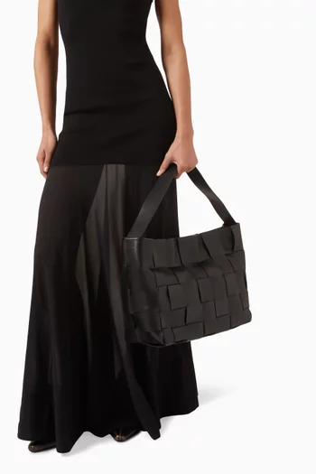 Large Woven Tote Bag in Leather