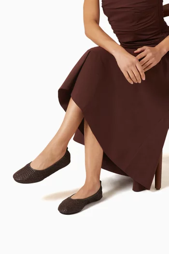 Lattice Weave Ballet Flats in Leather