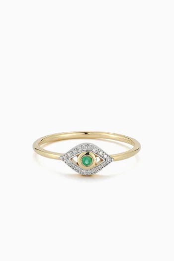 Evil Eye Emerald Ring in 14kt Yellow Gold