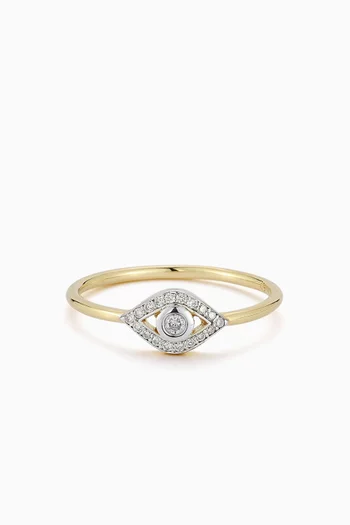 Evil Eye Diamond Ring in 14kt Yellow Gold