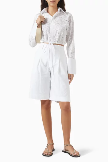 Broderie Cropped Shirt in Cotton