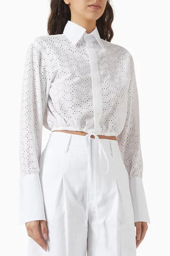 Broderie Cropped Shirt in Cotton
