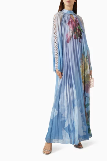 Bloomscape Pleated Dress in Chiffon