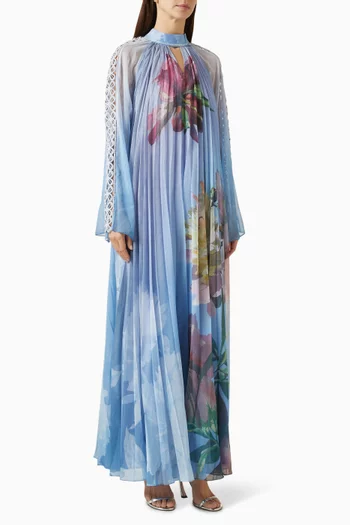 Bloomscape Pleated Dress in Chiffon