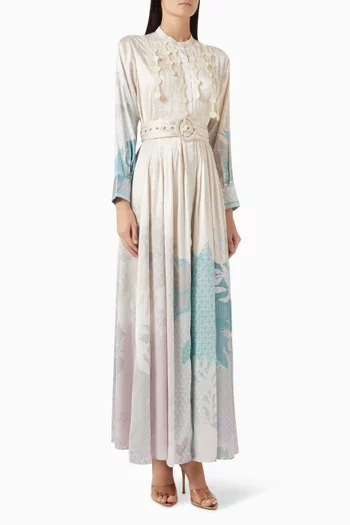 Sinora Belted Dress in Satin