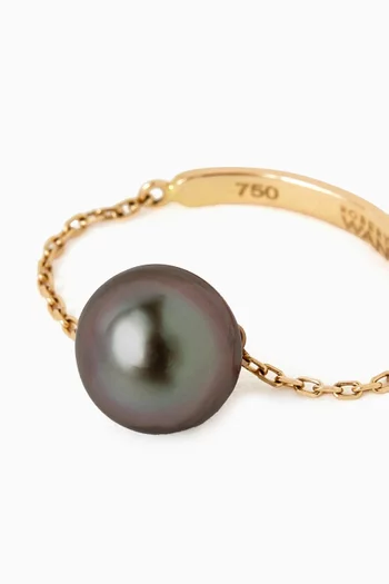 Links of Love Pearl Chain Ring in 18kt Gold