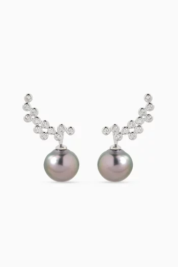 Nuit Etoilee Pearl & Diamiond Earrings in 18kt Gold