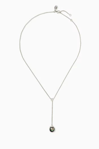 Links of Love Pearl & Diamond Necklace in 18kt White Gold