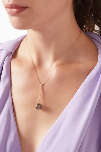 Tahitian Pearl Pavé Diamond Necklace in 18kt Gold