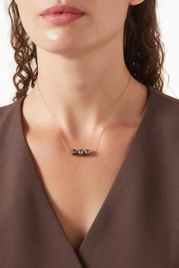 'My First Three Pearls' Necklace in 18kt Rose Gold