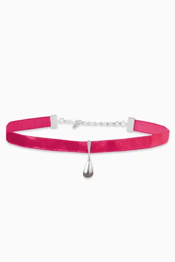 قلادة رقبة مزينة بلؤلؤ كيشي على شكل قطرة مخمل