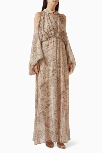 Printed Cold-shoulder Dress