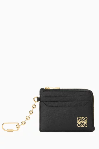 حافظة بطاقات وعملات معدنية بشعار الماركة جلد عجل حبيبي