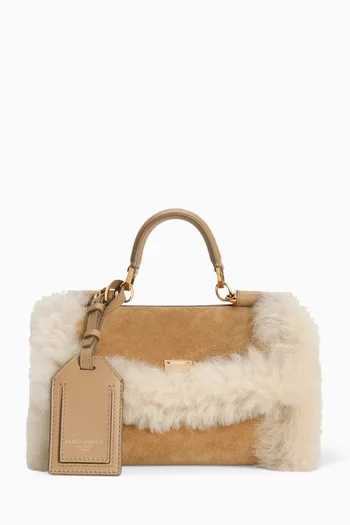 Mini My Sicily Top-handle Bag in Suede & Shearling