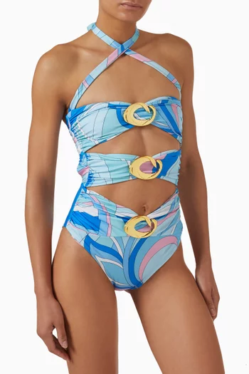 Diamond Halo Cut-out One-piece Swimsuit