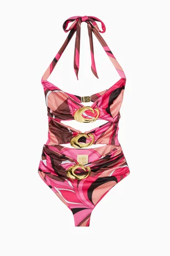 Diamond Halo Cut-out One-piece Swimsuit