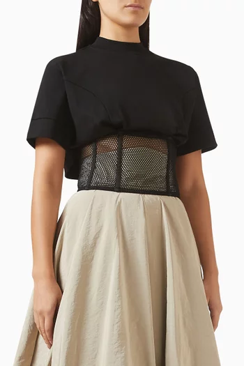 Mesh-panel Corset T-shirt