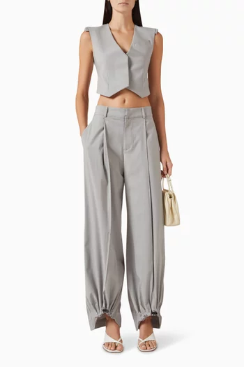 Drawstring-hem Pleated Pants