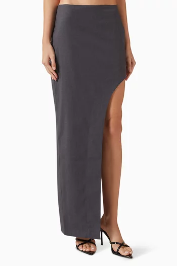 Asymmetrical Maxi Skirt in Wool-blend