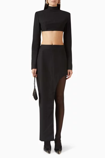 Asymmetrical Maxi Skirt in Wool-blend