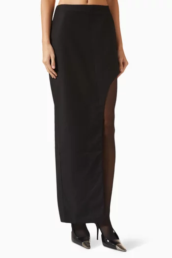 Asymmetrical Maxi Skirt in Wool-blend