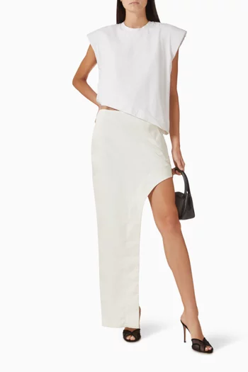 Asymmetrical Maxi Skirt in Wool-blend