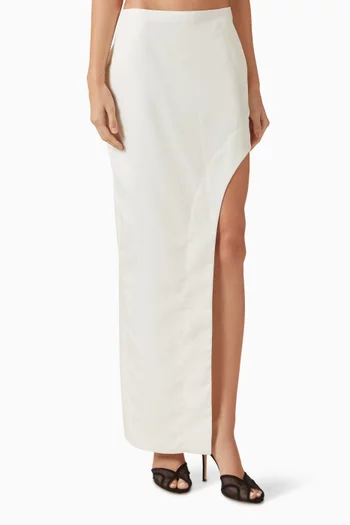 Asymmetrical Maxi Skirt in Wool-blend