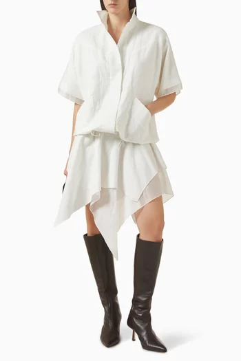 فستان صوفي قصير بقصة غير متماثلة