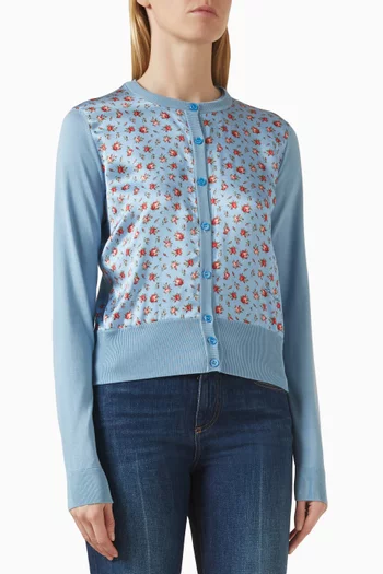 كارديغان بنقشة زهور صغيرة حرير وستان