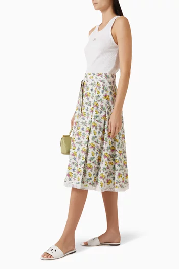 Small Floral-print Skirt in Cotton-poplin