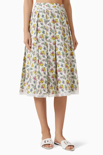 Small Floral-print Skirt in Cotton-poplin